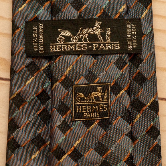 HERMES Tie Gray/Purple/Orange - Picture 5 of 5